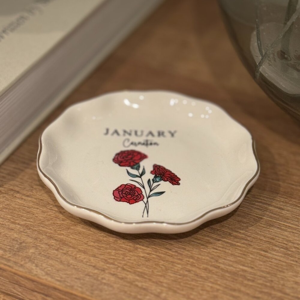 Delicate Trinket Tray - January Aquarius Ceramic Jewelry Holder